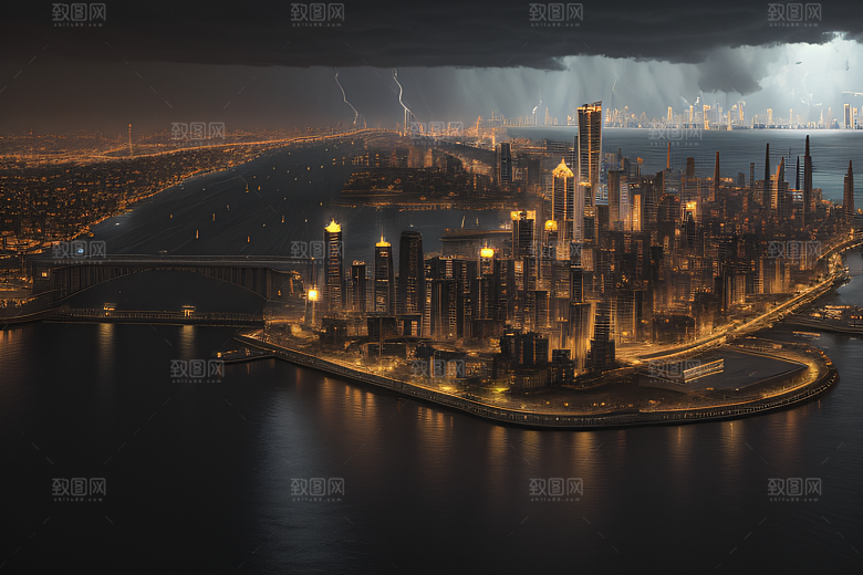 东侧六座塔楼的辉煌都市