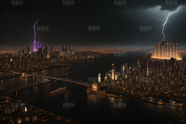 东侧六座塔楼的辉煌都市