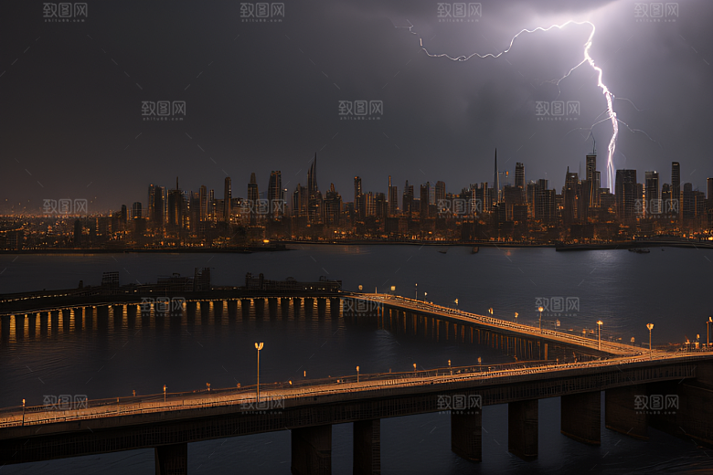 雷电屏障下的城市绘卷
