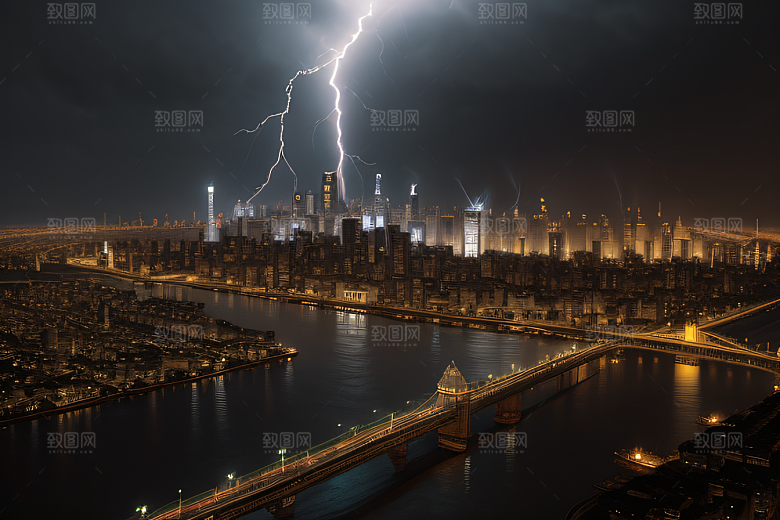 雷电屏障下的城市绘卷