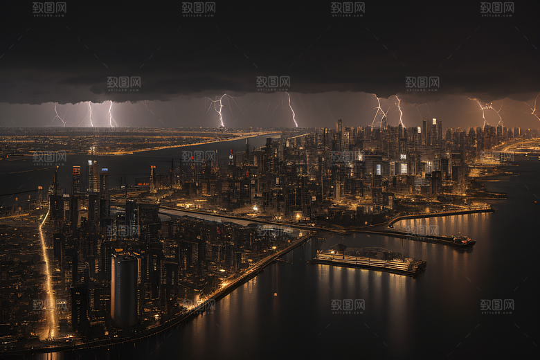 河流贯穿的海岸都市