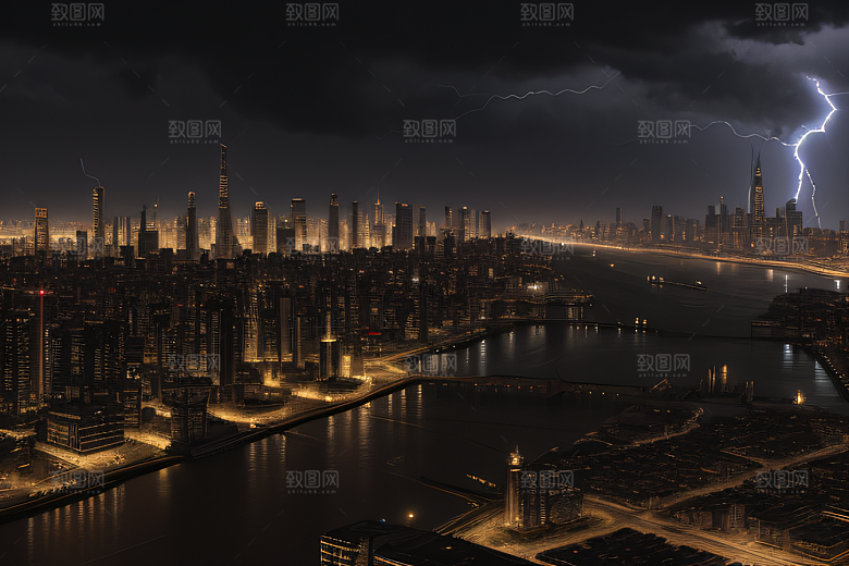 河流贯穿的海岸都市