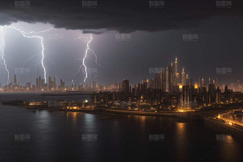 闪电屏障下的都市幻景