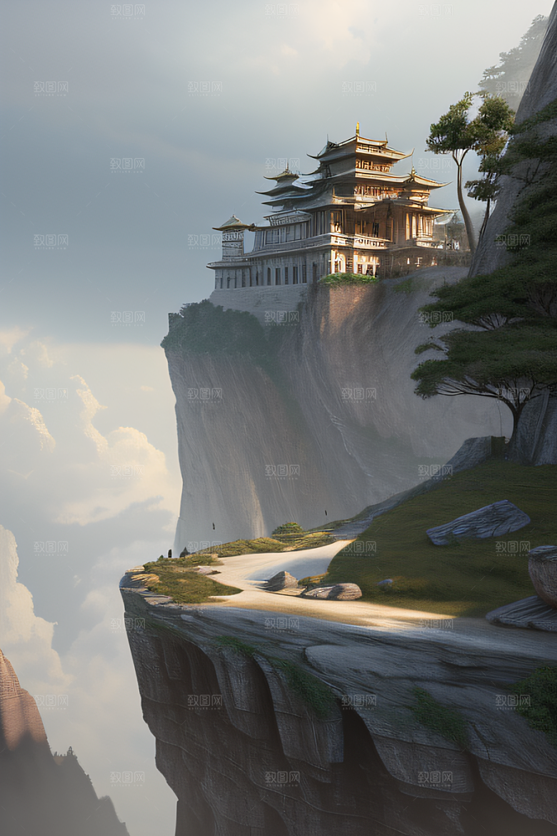 危险悬崖的险恶景象