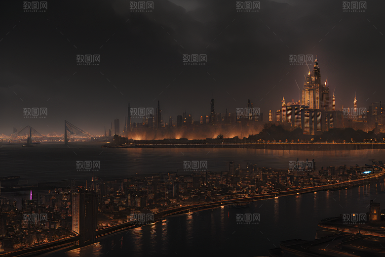 闪电屏障下的都市幻景