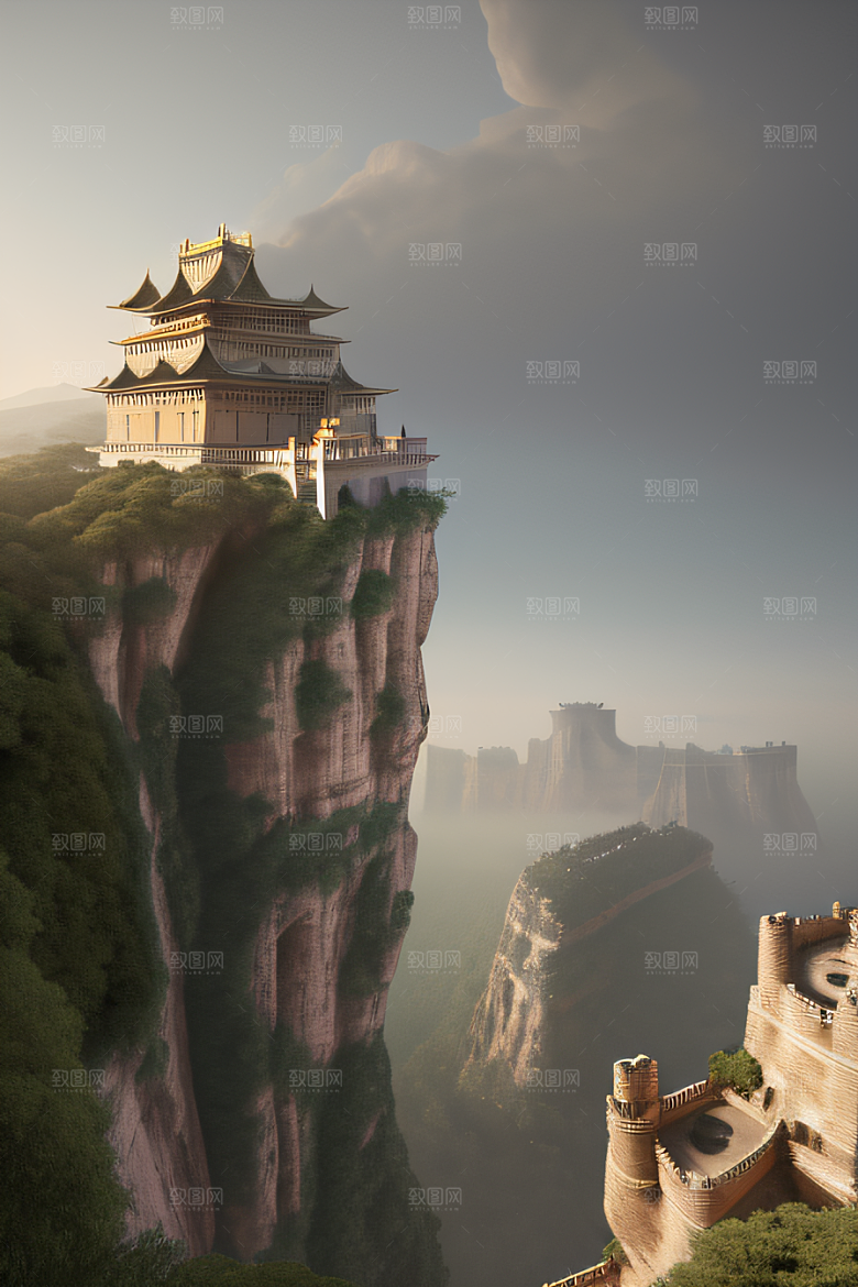 危险悬崖的险恶景象