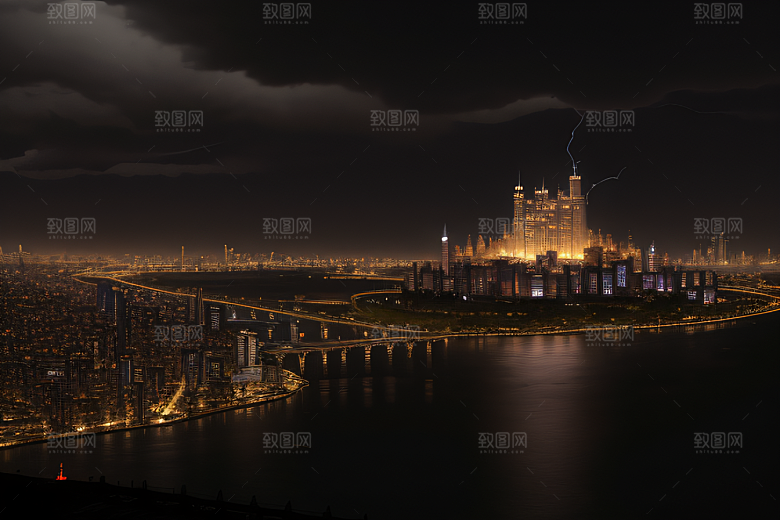 闪电屏障下的都市幻景