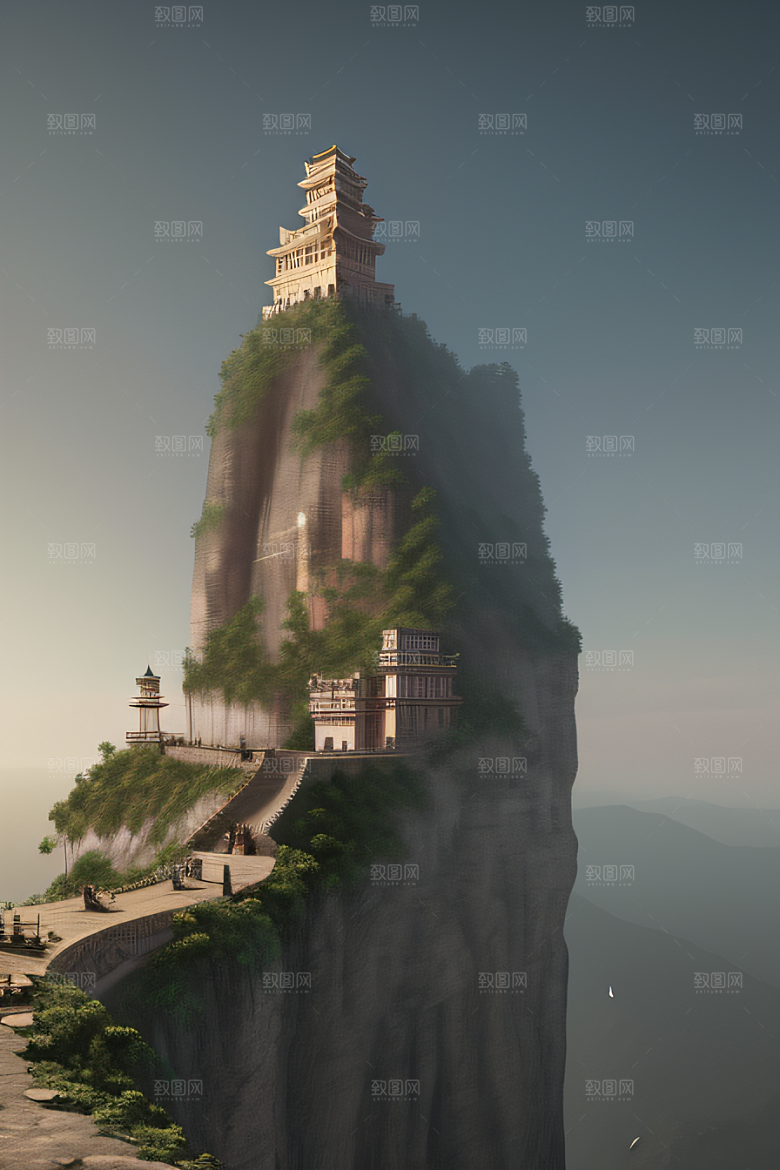 危险悬崖的险恶景象