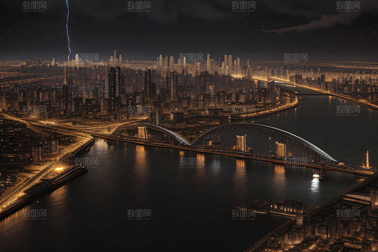 闪电屏障下的都市幻景