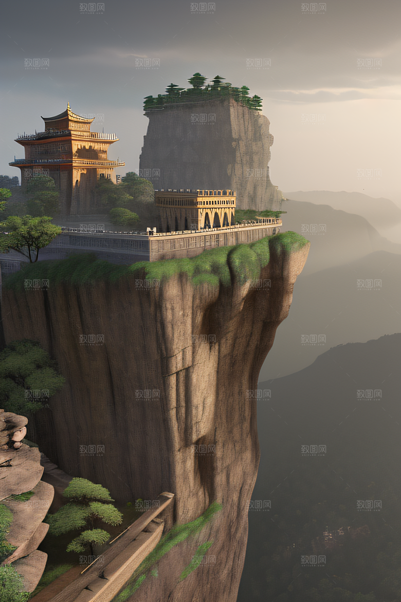 危险悬崖的险恶景象