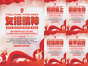 女排精神党建海报
