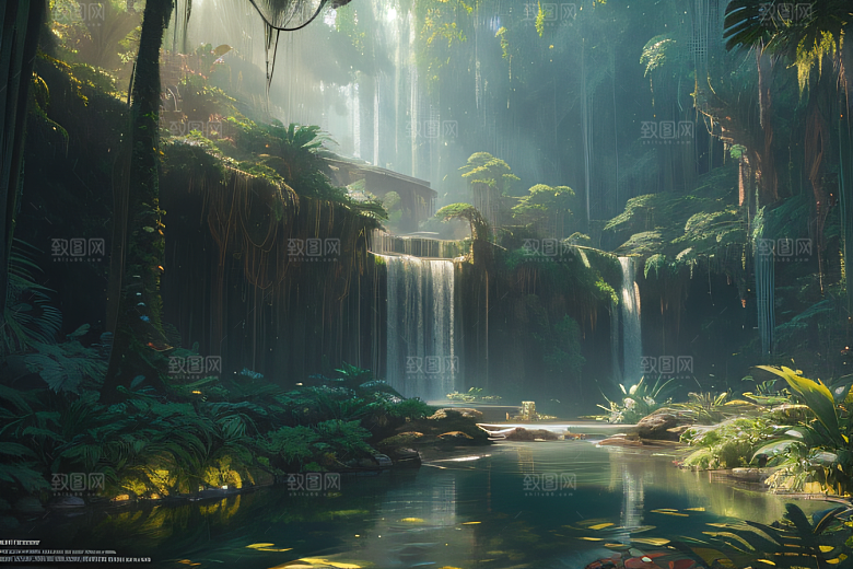 完美几何建筑梦幻绘画般的奇幻景观
