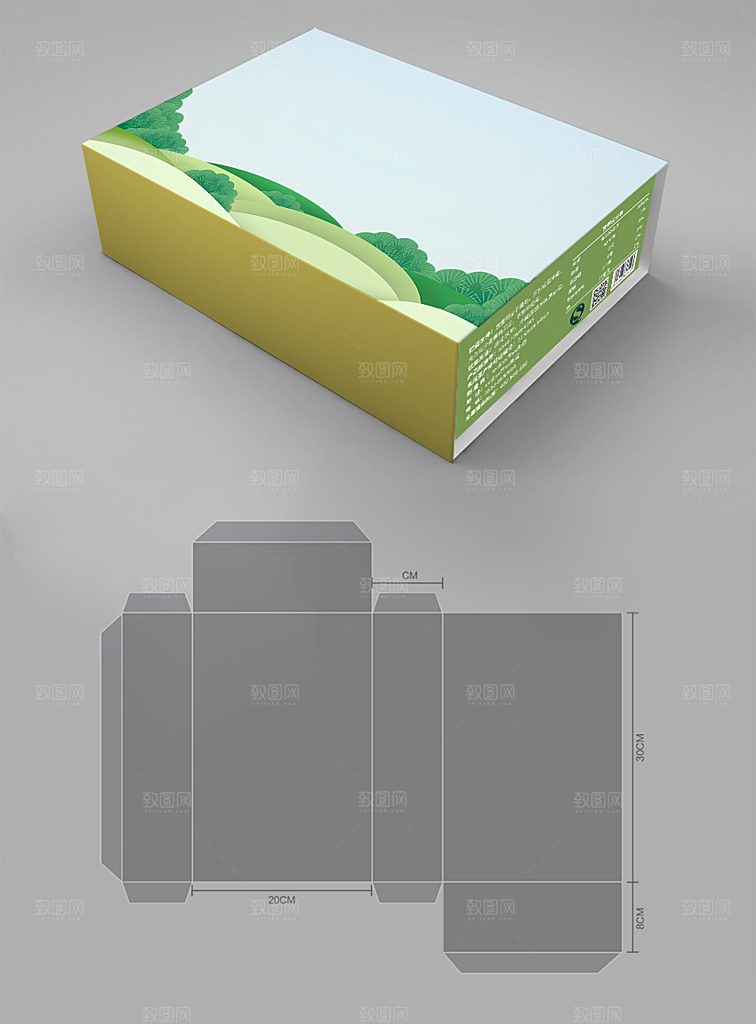 简约大气礼盒包装盒样机效果图