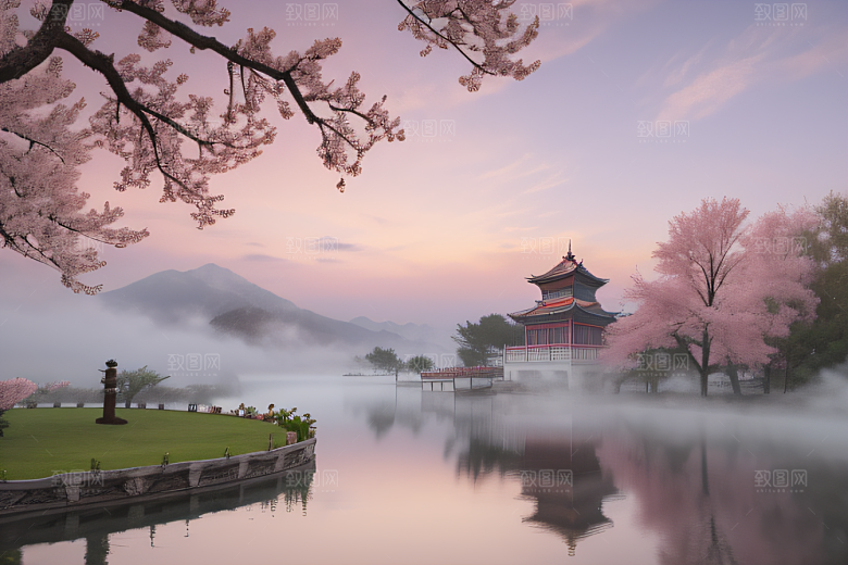 美轮美奂的中国宫殿画卷桃花湖泽无边