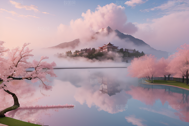 美轮美奂的中国宫殿画卷桃花湖泽无边