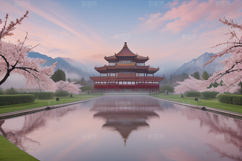 美轮美奂的中国宫殿画卷桃花湖泽无边