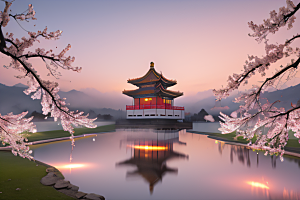 艺术站热门中国宫殿美景的壮丽绘画