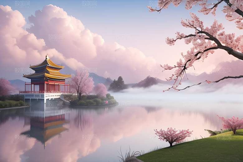 艺术站热门中国宫殿美景的壮丽绘画