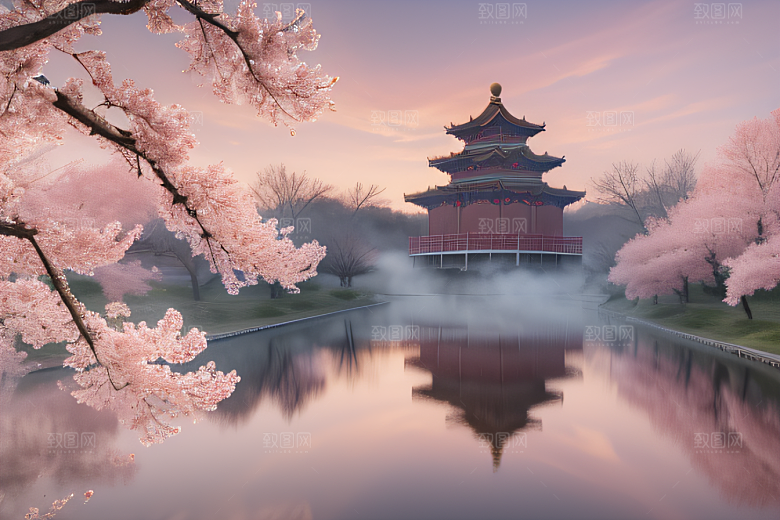 艺术站热门中国宫殿美景的壮丽绘画