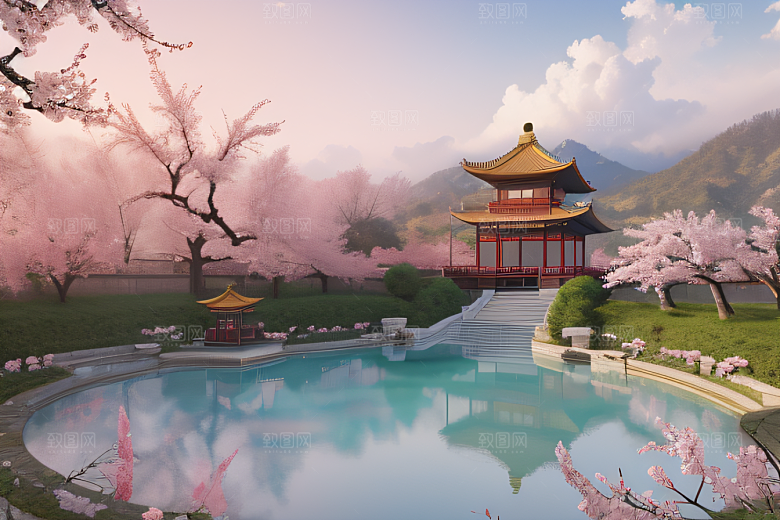 艺术站热门中国宫殿美景的壮丽绘画