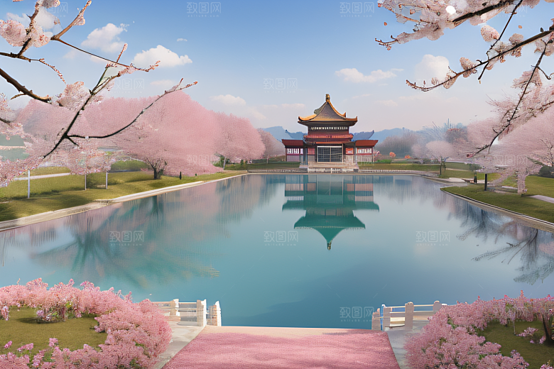 艺术站热门中国宫殿美景的壮丽绘画