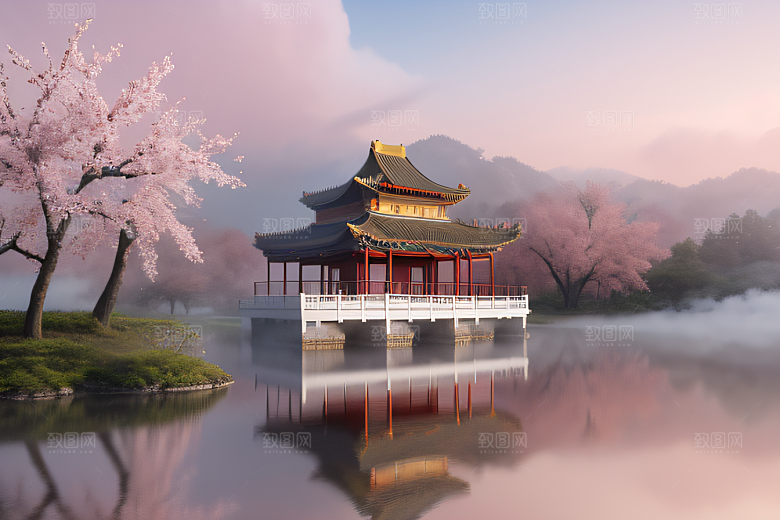 艺术站热门中国宫殿美景的壮丽绘画