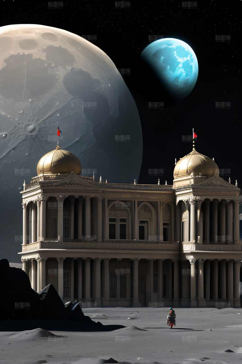 夜空中的月球宫殿