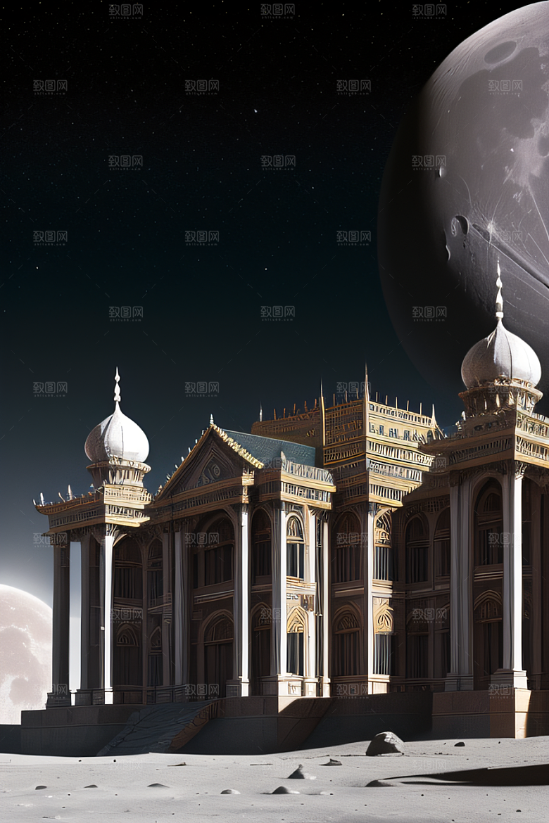 夜空中的月球宫殿