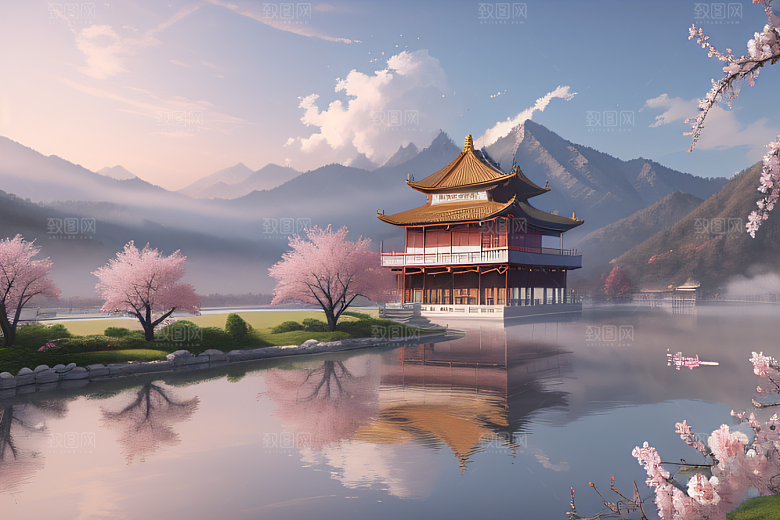 艺术圈话题中国宫殿美景的壮丽绘画