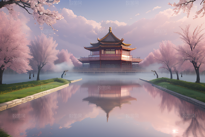 艺术圈话题中国宫殿美景的壮丽绘画