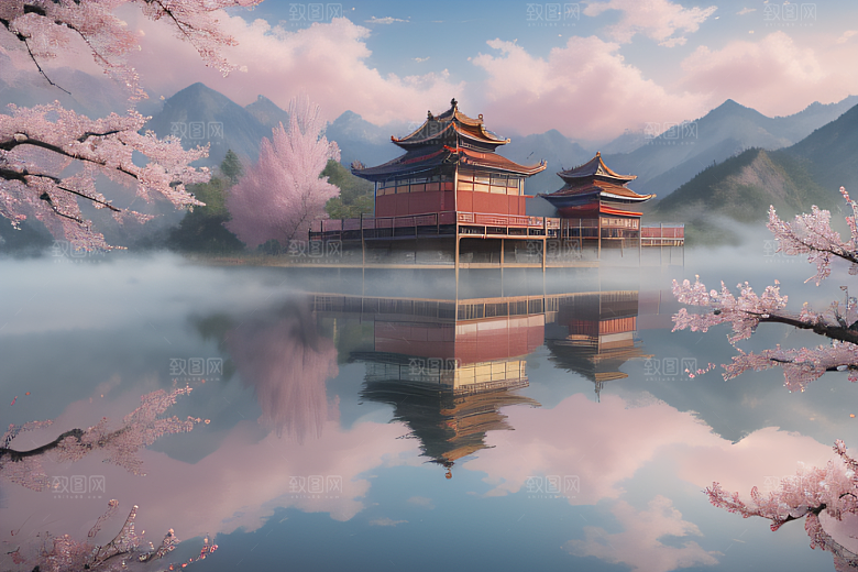 艺术圈话题中国宫殿美景的壮丽绘画