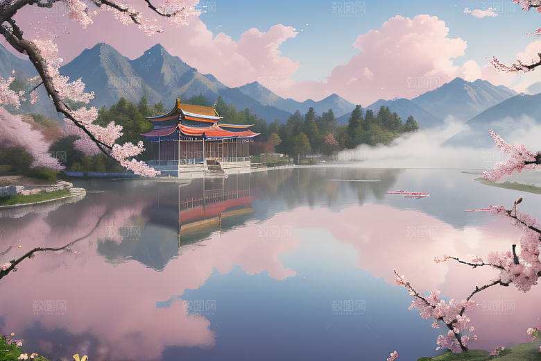 艺术圈话题中国宫殿美景的壮丽绘画