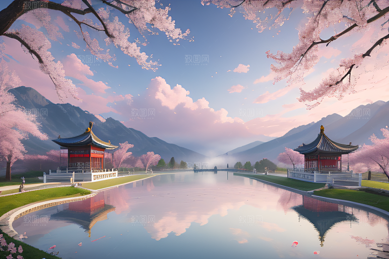 艺术圈话题中国宫殿美景的壮丽绘画