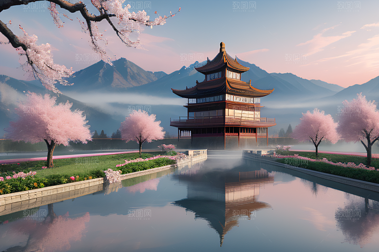 艺术圈话题中国宫殿美景的壮丽绘画