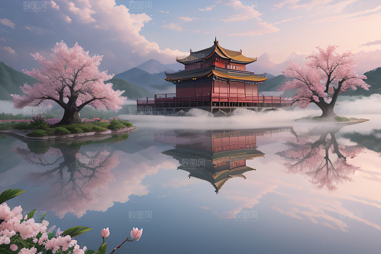 艺术圈话题中国宫殿美景的壮丽绘画