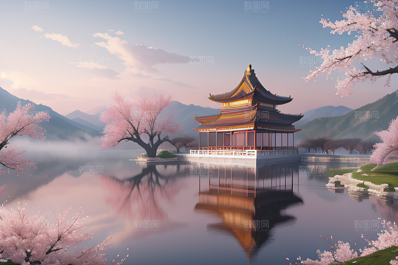 艺术圈话题中国宫殿美景的壮丽绘画