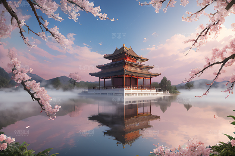 艺术圈话题中国宫殿美景的壮丽绘画