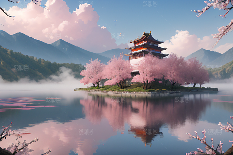 美轮美奂的中国宫殿画卷桃花湖泽无边