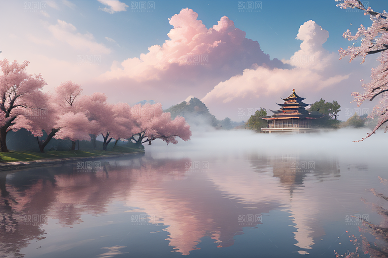 美轮美奂的中国宫殿画卷桃花湖泽无边