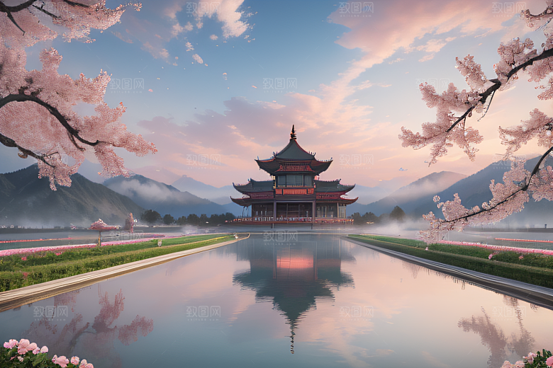 艺术站热门中国宫殿美景的壮丽绘画