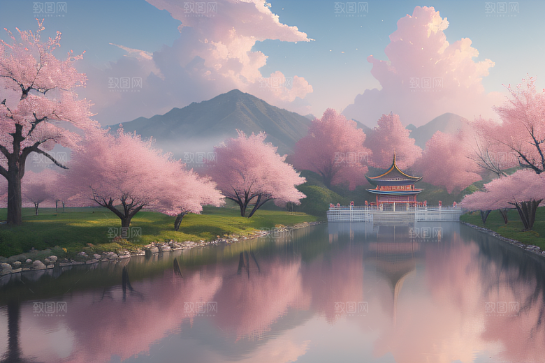 艺术站热门中国宫殿美景的壮丽绘画