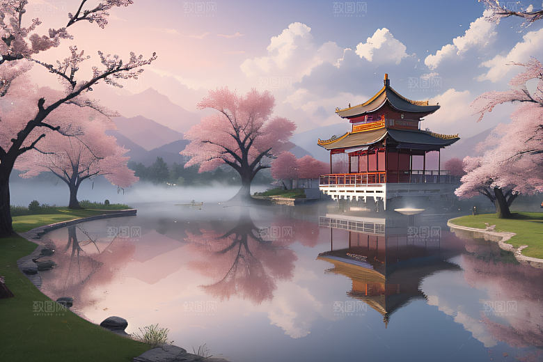 艺术站热门中国宫殿美景的壮丽绘画