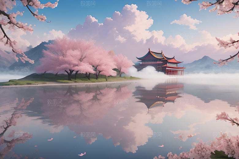 艺术站热门中国宫殿美景的壮丽绘画