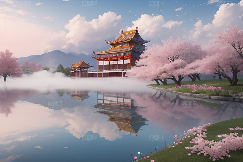 艺术站热门中国宫殿美景的壮丽绘画