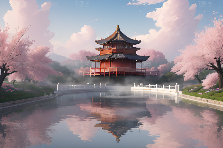 艺术站热门中国宫殿美景的壮丽绘画