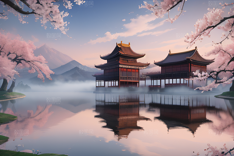 艺术站热门中国宫殿美景的壮丽绘画