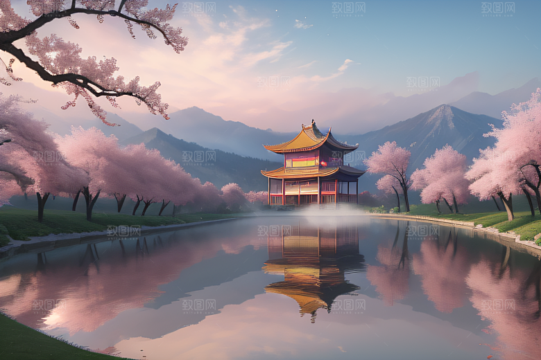 艺术站热门中国宫殿美景的壮丽绘画