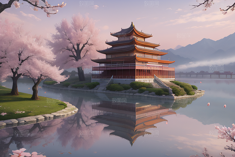 艺术站热门中国宫殿美景的壮丽绘画