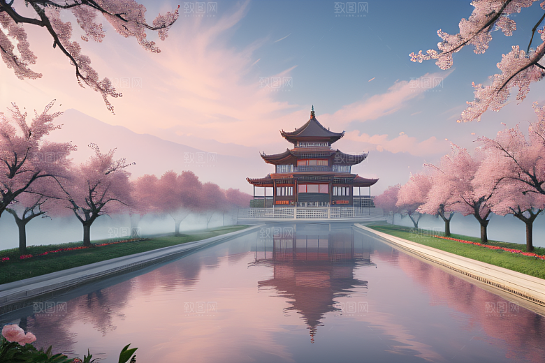艺术站热门中国宫殿美景的壮丽绘画