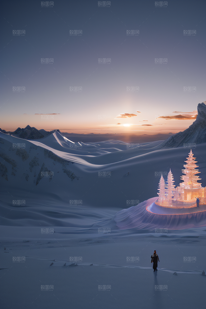 冰雪覆盖的电影场景